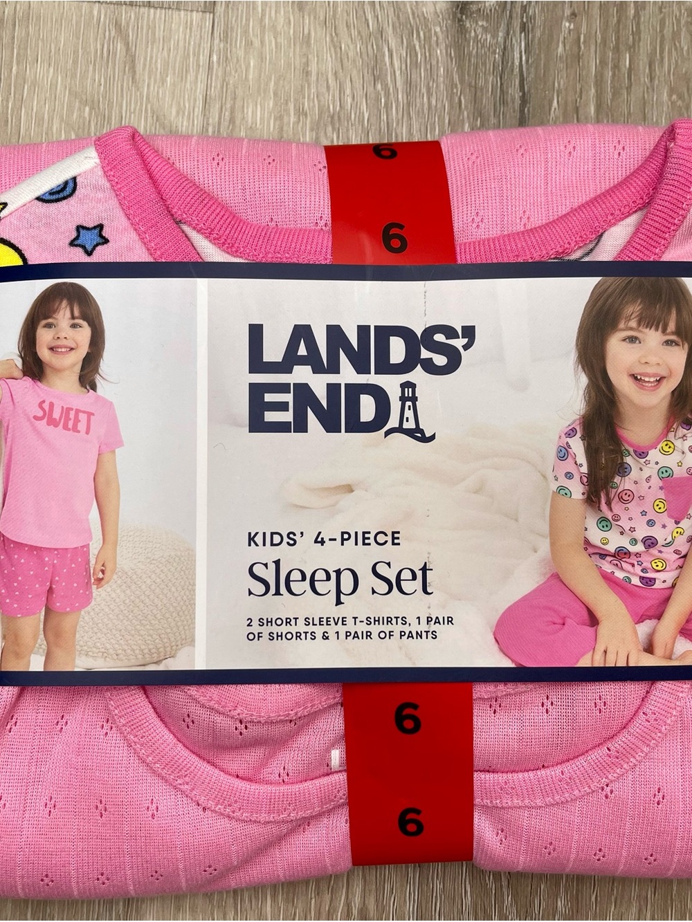 Lands’ End Kids’ 4-Piece Sleep Set (size 6 / pink)